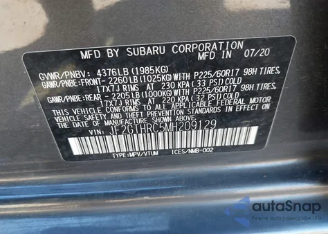 2021 Subaru Crosstrek Sport z USA, uszkodzony, nr VIN JF2GTHRC5MH209129